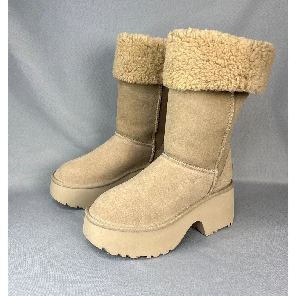 New UGG Classic Tall 8 New Heights Cuffable Suede Platform Sand Boots SOLD OUT! - Picture 7 of 16